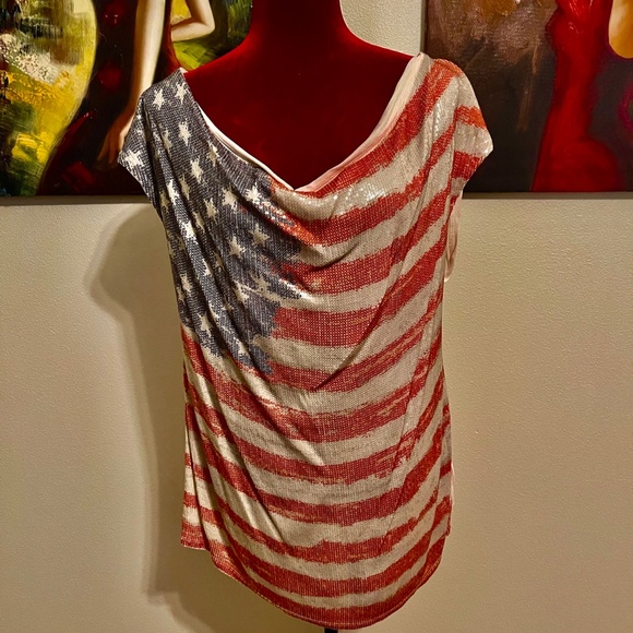 I.N.C. International Concepts® American Flag Cowl Neck Top - Picture 1 of 9